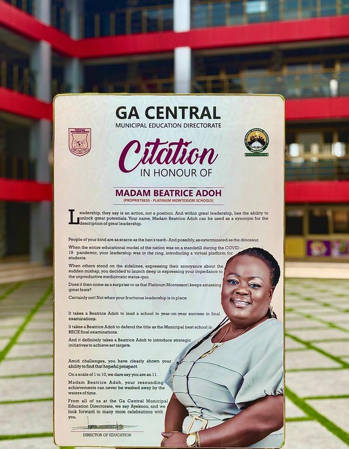 Citation for Madam Beatrice Adoh, Proprietress