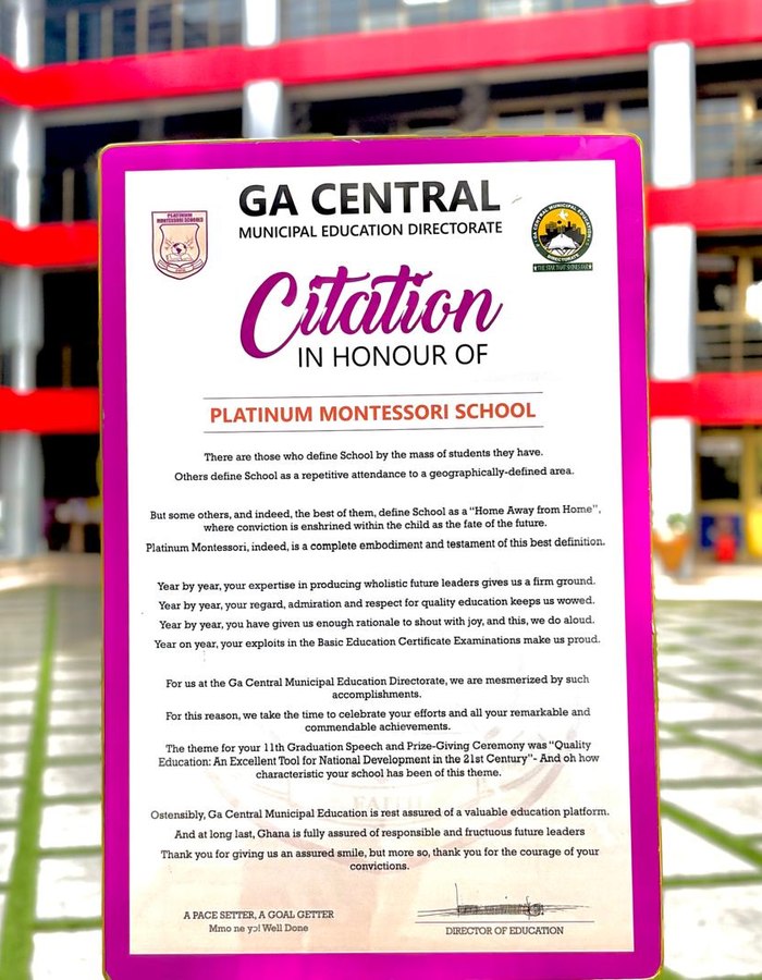 GA Central Municipal Citation for Platinum Montessori Schools